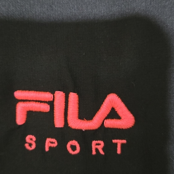 Fila Sport Long Sleeve Full Zip Fleece Jacket Burgundy Black Logo Womens MED EUC - Picture 2 of 9